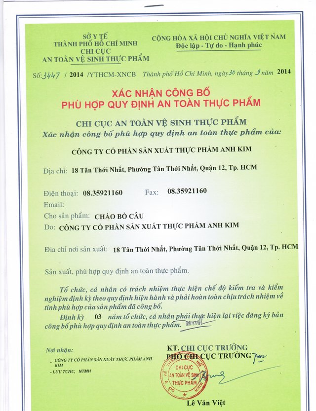 Thủ tục công bố tiêu chuẩn sản phẩm